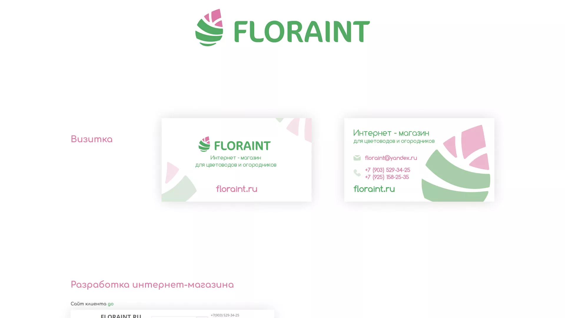 Создание логотипа и интернет-магазина «FLORAINT» в Кандалакше